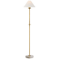 Caspian Medium Floor Lamp in Antique-Burnished Brass and Alabaster with Linen Shade