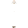 Caspian Medium Floor Lamp in Antique-Burnished Brass and Alabaster with Linen Shade