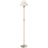 Caspian Medium Floor Lamp in Antique-Burnished Brass and Alabaster with Linen Shade