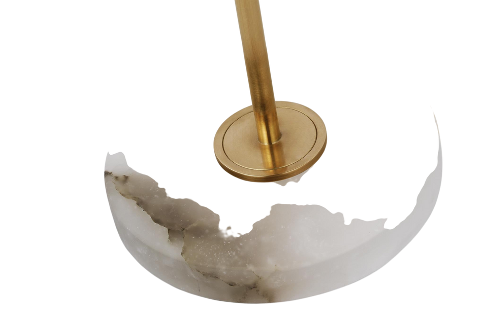 Caspian Medium Floor Lamp in Antique-Burnished Brass and Alabaster with Linen Shade