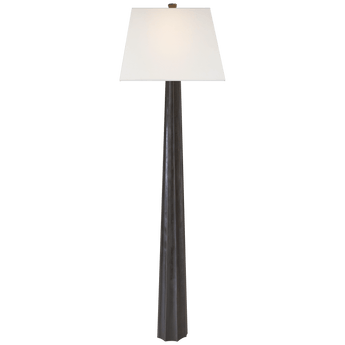 Fluted Spire Floor Lamp in Aged Iron with Linen Shade