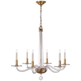 Bernardo Medium Chandelier Antique-Burnished Brass and Clear Glass