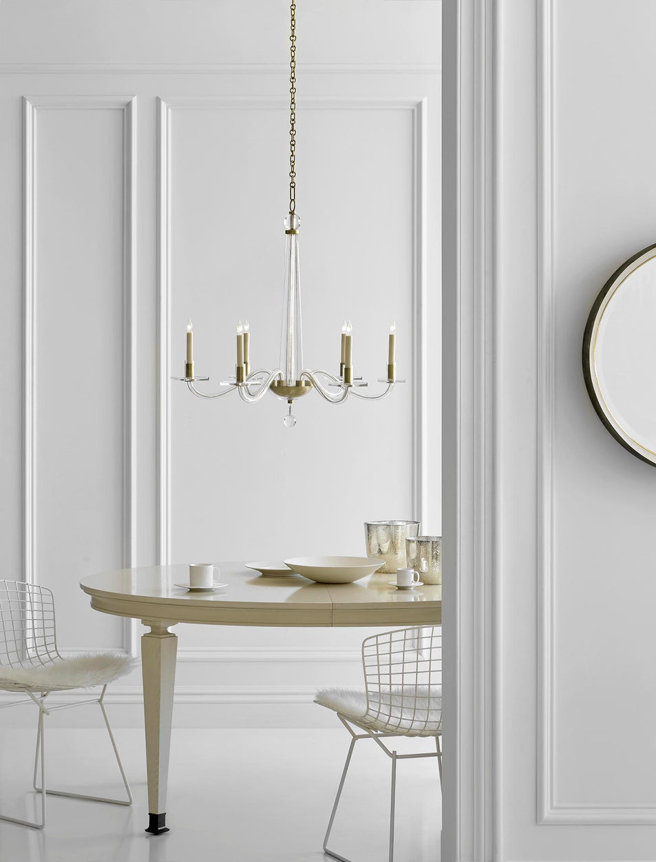 Bernardo Medium Chandelier, a premium Chandelier light by Visual Comfort. Close - up image of its design.