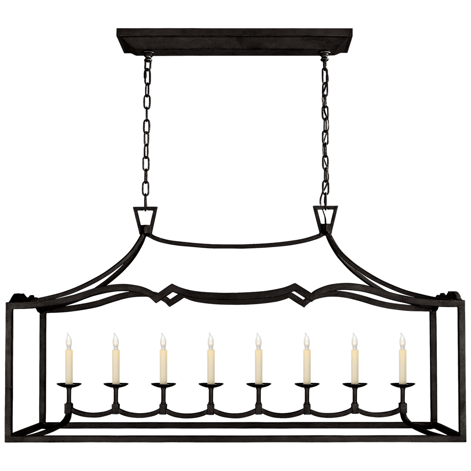 Fancy Darlana Large Linear Pendant, a premium Lantern light by Visual Comfort & Co. Close - up image of its design.