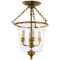 Sussex Semi-Flush Bell Jar Lantern in Antique-Burnished Brass