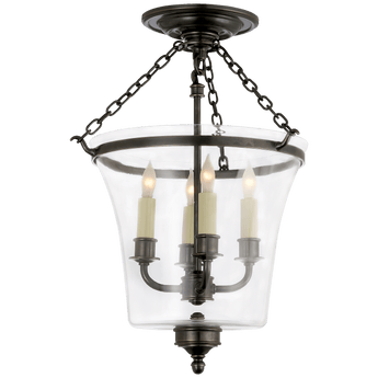 Sussex Semi-Flush Bell Jar Lantern in Bronze