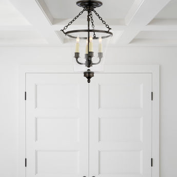 Sussex Semi - Flush Bell Jar Lantern, a premium Flush Mount light by Visual Comfort. Close - up image of its design.