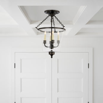Sussex Semi - Flush Bell Jar Lantern, a premium Flush Mount light by Visual Comfort. Close - up image of its design.