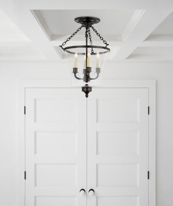 Sussex Semi - Flush Bell Jar Lantern, a premium Flush Mount light by Visual Comfort. Close - up image of its design.
