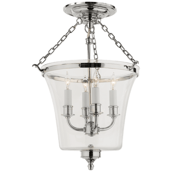 Sussex Semi-Flush Bell Jar Lantern in Polished Nickel