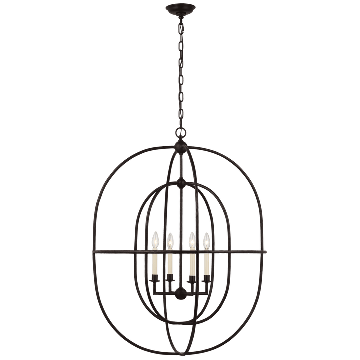 Desmond Open Double Oval Lantern in Aged Iron