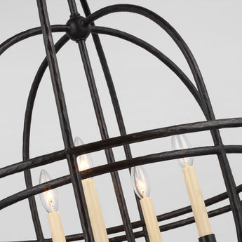 Desmond Open Double Oval Lantern in Aged Iron