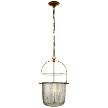 Lorford Small Smoke Bell Lantern in Gilded Iron with Antiqued Mercury Glass