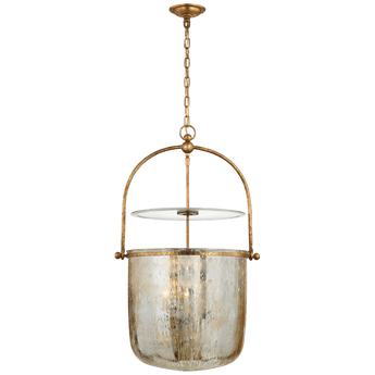 Lorford Smoke Bell Lantern in Gilded Iron with Mercury Glass