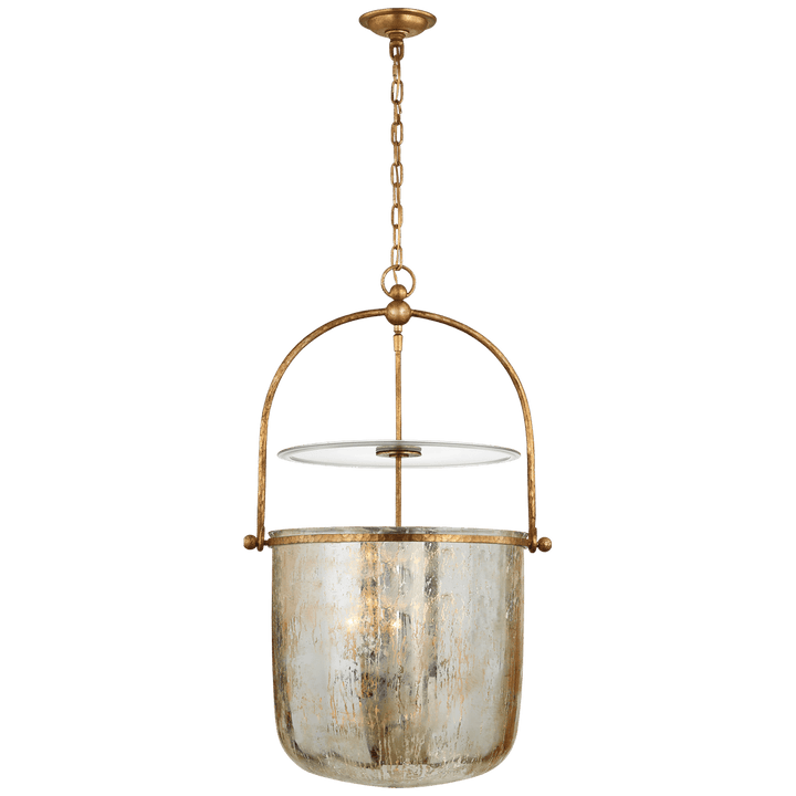 Lorford Smoke Bell Lantern in Gilded Iron with Mercury Glass