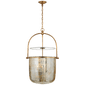 Lorford Smoke Bell Lantern in Gilded Iron with Mercury Glass