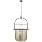 Lorford Large Smoke Bell Lantern in Aged Iron with Antiqued Mercury Glass