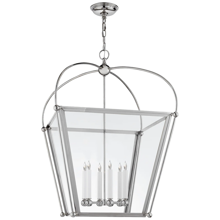 Riverside Large Square Lantern, a premium Lantern light by Visual Comfort & Co. Close - up image of its design.