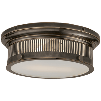 Alderly Small Flush Mount in Bronze with White Glass