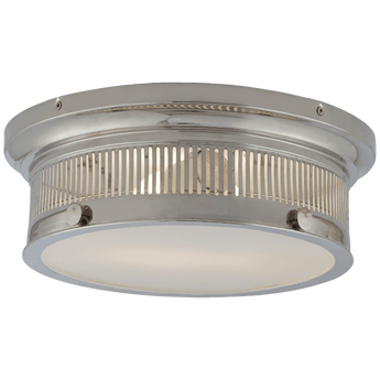 Alderly Small Flush Mount in Polished Nickel with White Glass