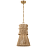 Antigua 13" Pendant in Antique-Burnished Brass and Natural Abaca