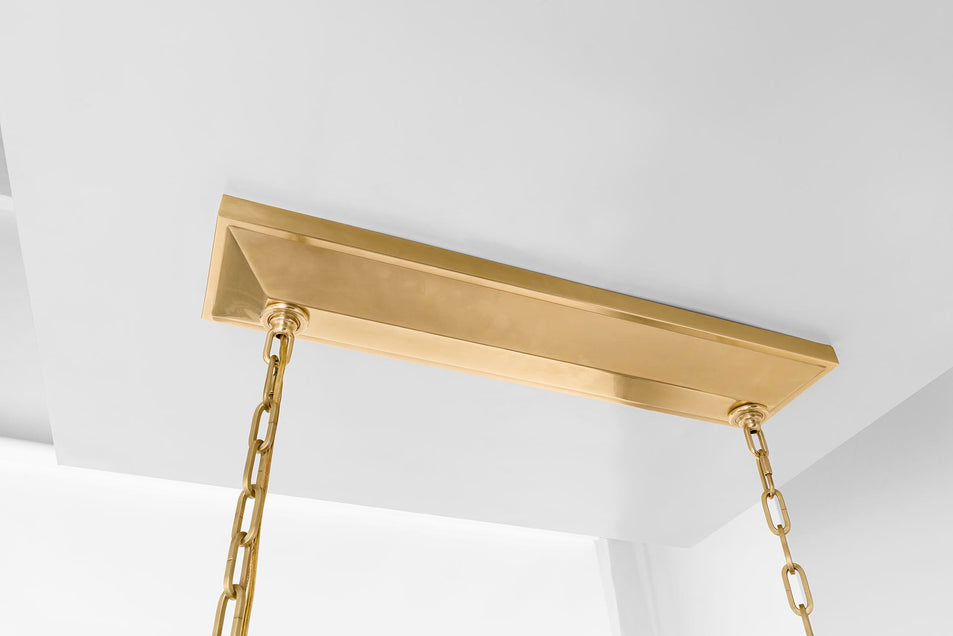 Antigua 54" Linear in Antique-Burnished Brass and Natural Abaca