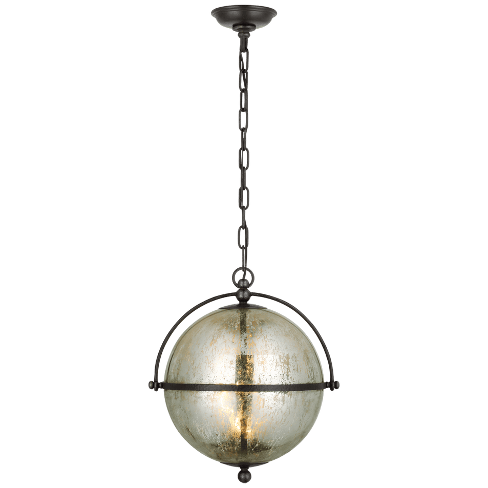 Bayridge Large Pendant in Aged Iron with Antique Mercury Glass