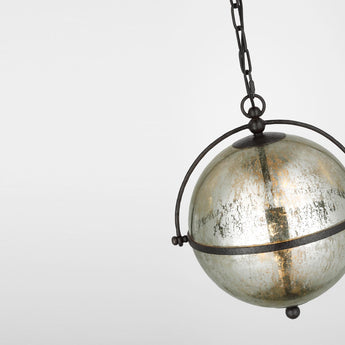 Bayridge Large Pendant in Aged Iron with Antique Mercury Glass