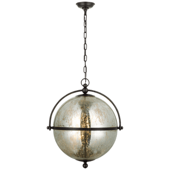 Bayridge XL Pendant in Aged Iron with Antique Mercury Glass