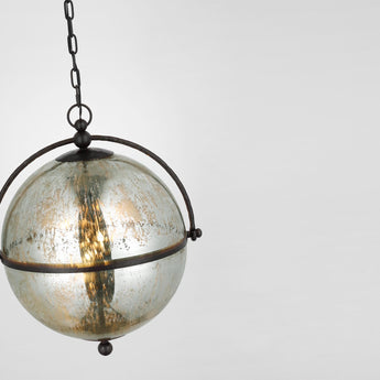 Bayridge XL Pendant in Aged Iron with Antique Mercury Glass