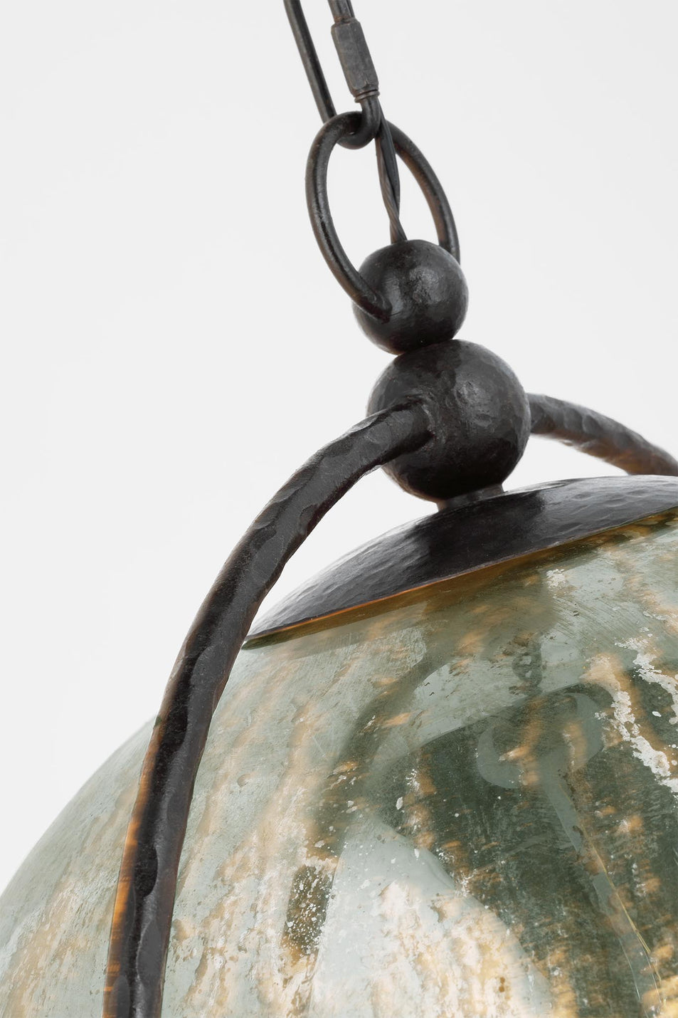 Bayridge XL Pendant in Aged Iron with Antique Mercury Glass