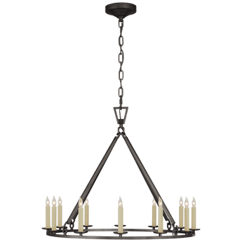 Darlana Medium Single Ring Chandelier in Aged Iron