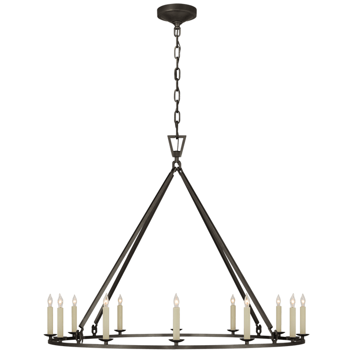 Darlana Large Single Ring Chandelier in Aged Iron