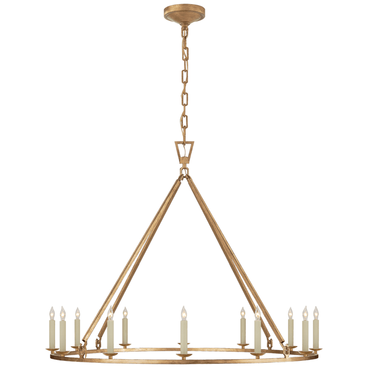 Darlana Large Single Ring Chandelier in Gilded Iron