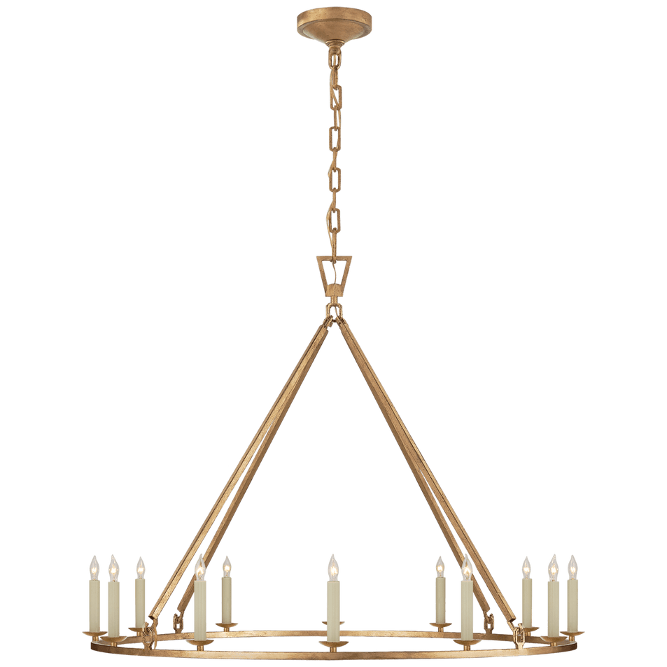 Darlana Large Single Ring Chandelier in Gilded Iron
