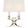 Cross Bouillotte Small Sconce in Polished Nickel with Linen Shade