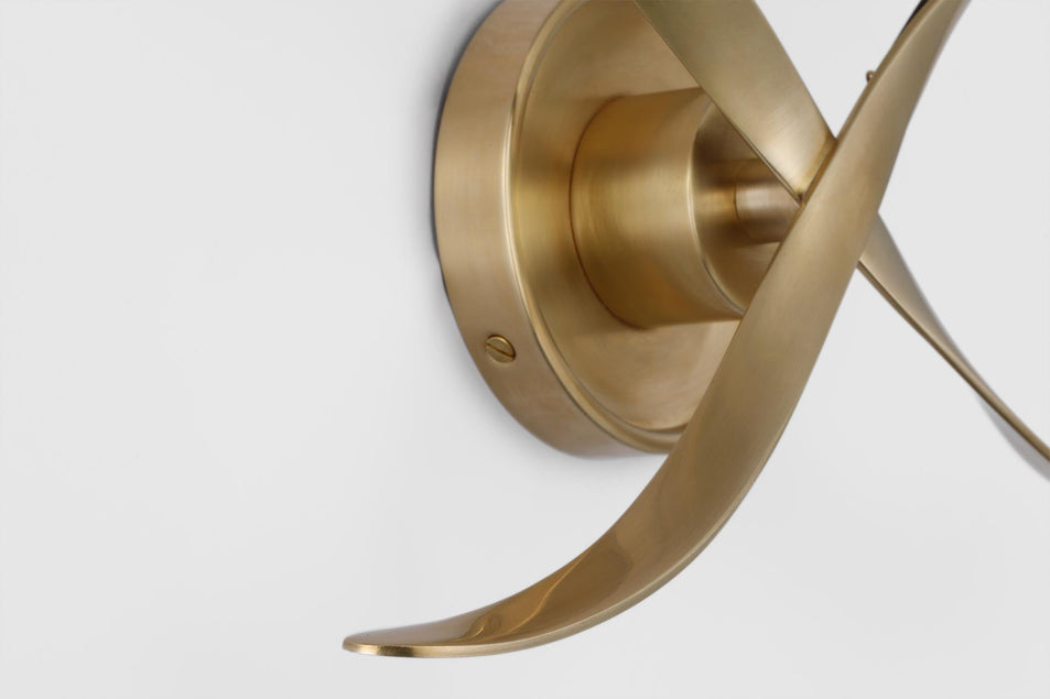 Cross Bouillotte Large Sconce in Antique-Burnished Brass with Linen Shade