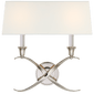 Cross Bouillotte Large Sconce in Polished Nickel with Linen Shade