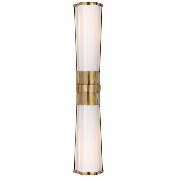 Carew Linear Sconce in Antique-Burnished Brass with White Glass