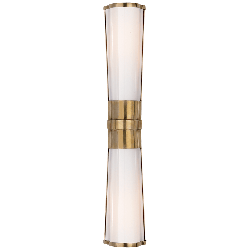 Carew Linear Sconce in Antique-Burnished Brass with White Glass