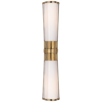 Carew Linear Sconce in Antique-Burnished Brass with White Glass