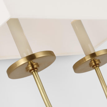 Symmetric Twist Double Sconce in Antique-Burnished Brass with Linen Shade