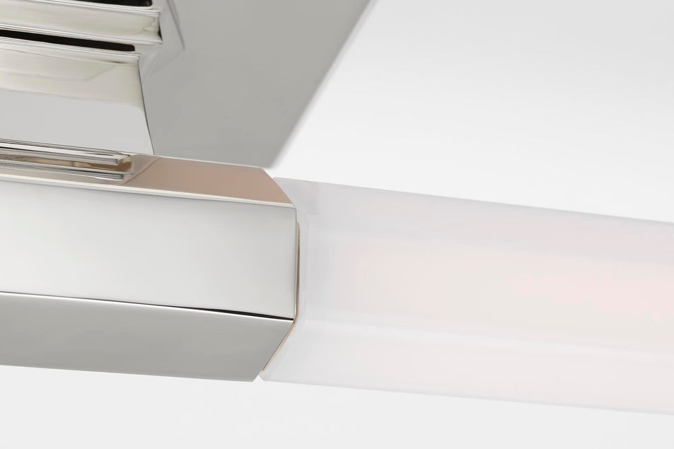 Hawthorne 13" Single Bath Light in Polished Nickel with White Glass