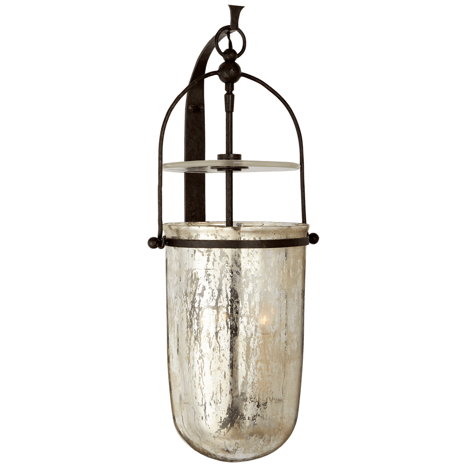 Lorford Medium Sconce in Aged Iron with Antiqued Mercury Glass
