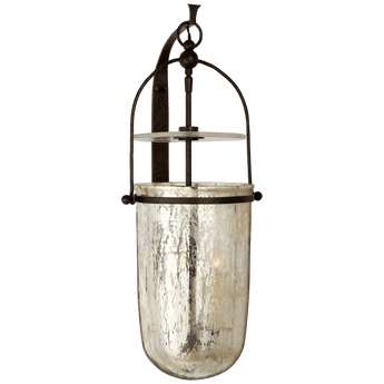 Lorford Medium Sconce in Aged Iron with Antiqued Mercury Glass