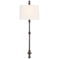 Cawdor Stanchion Wall Light in Aged Iron with Linen Shade
