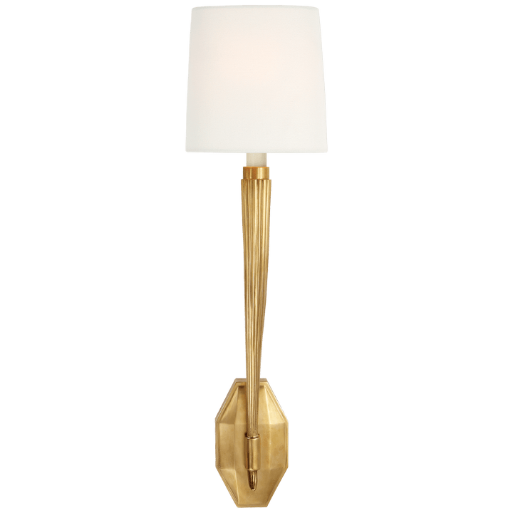Ruhlmann Single Sconce in Antique-Burnished Brass with Linen Shade