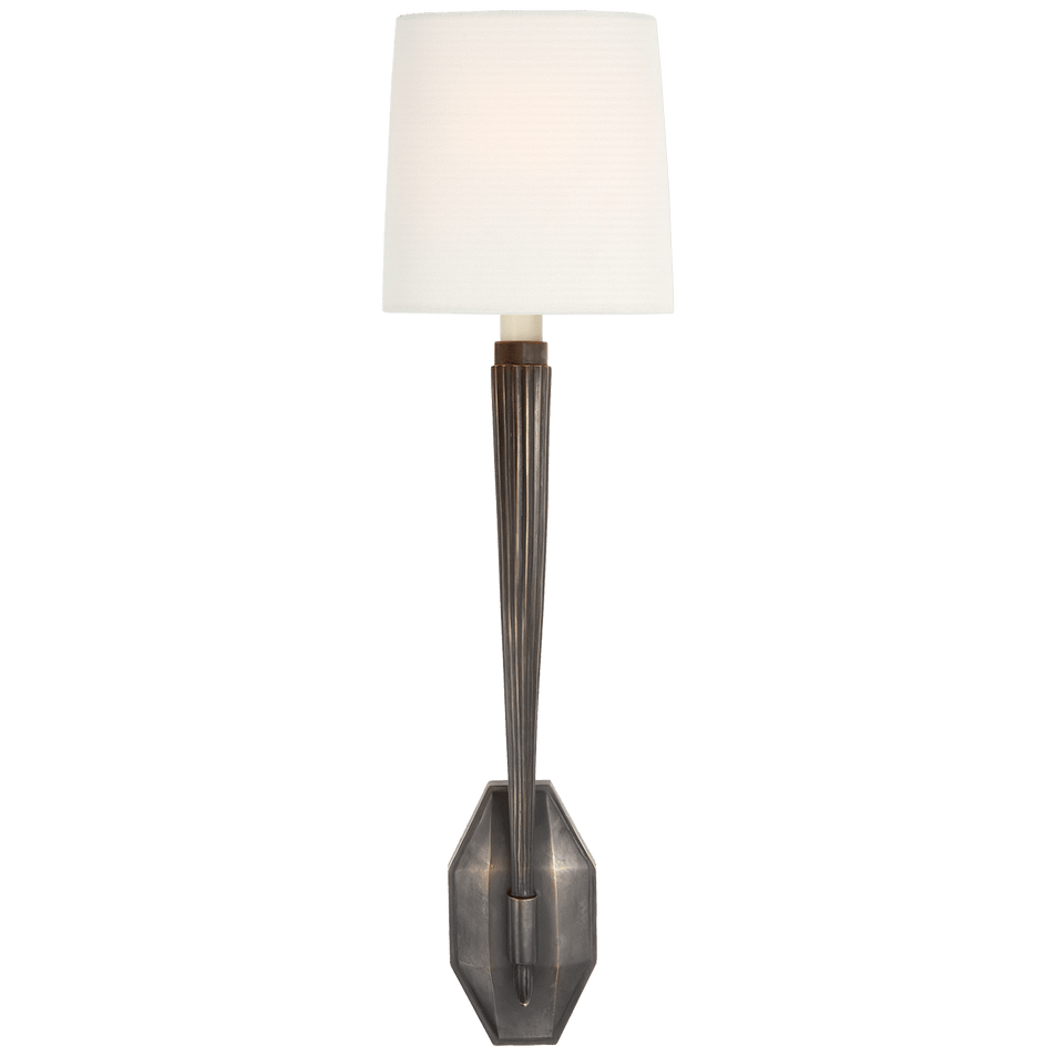 Ruhlmann Single Sconce in Bronze with Linen Shade