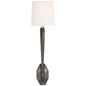 Ruhlmann Single Sconce in Bronze with Linen Shade