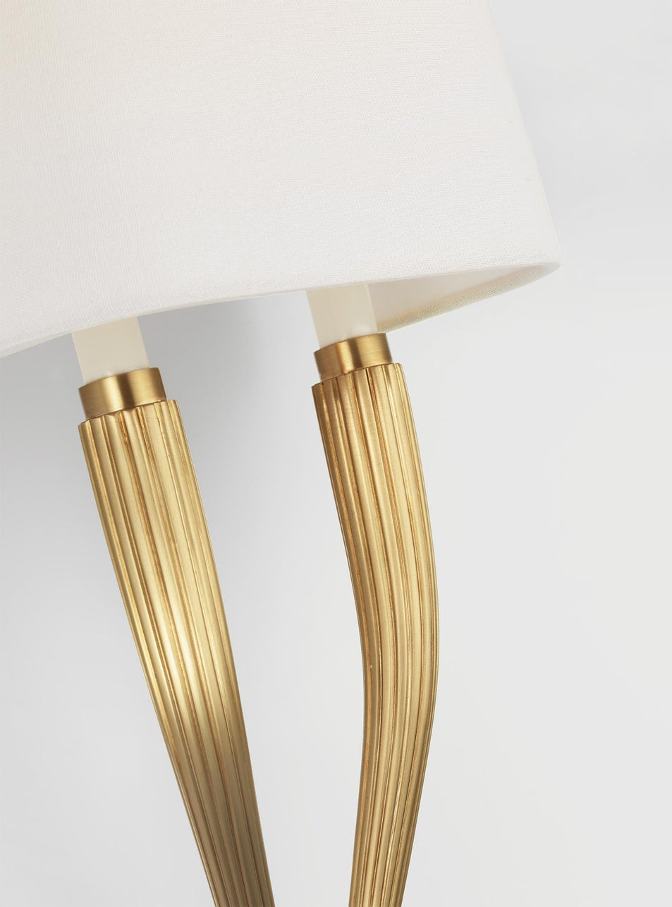 Ruhlmann Double Sconce in Antique-Burnished Brass with Linen Shade